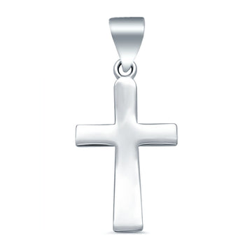 Plain Cross Charm Pendant 925 Sterling Silver (31.75MM)